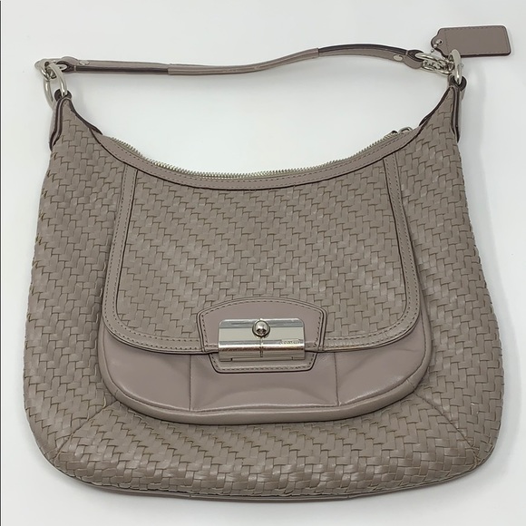 Coach Handbags - Coach Kristin Woven Taupe Leather Hobo Crossbody